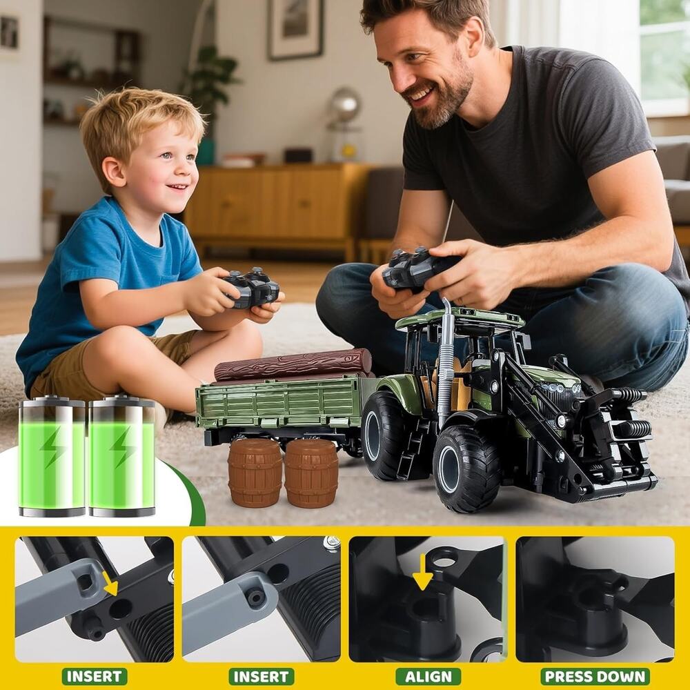 Remote Control Tractor,Kids 2.4Ghz RC Tractor Set,Toddler Farm Toys with 2 RC Me - Picture 4 of 7